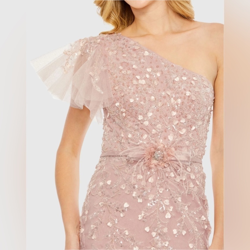 MAC DUGGAL 20417 NWT Embellished One Shoulder Cap Sleeve Gown - Picture 2 of 8